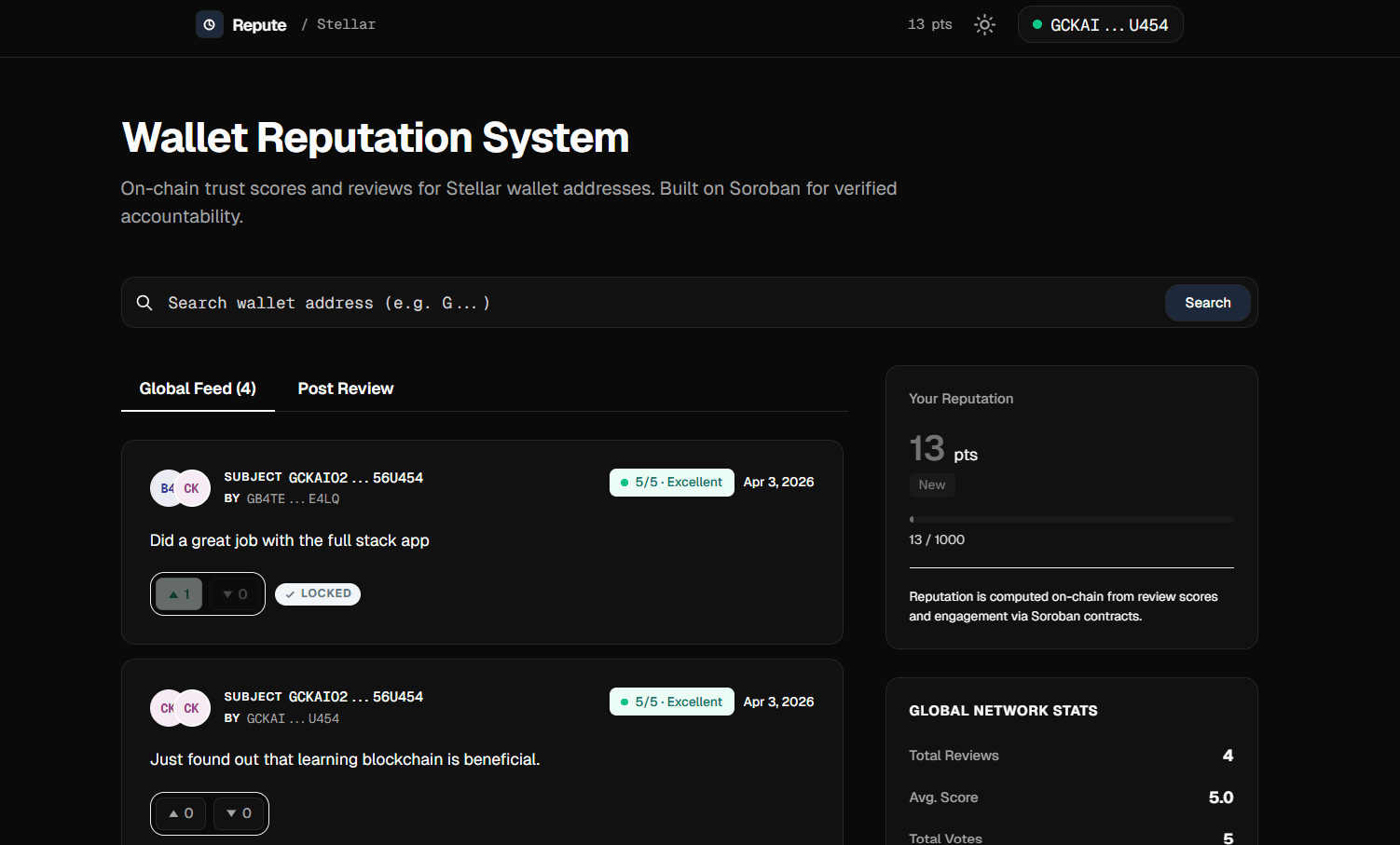 Wallet Reputation App